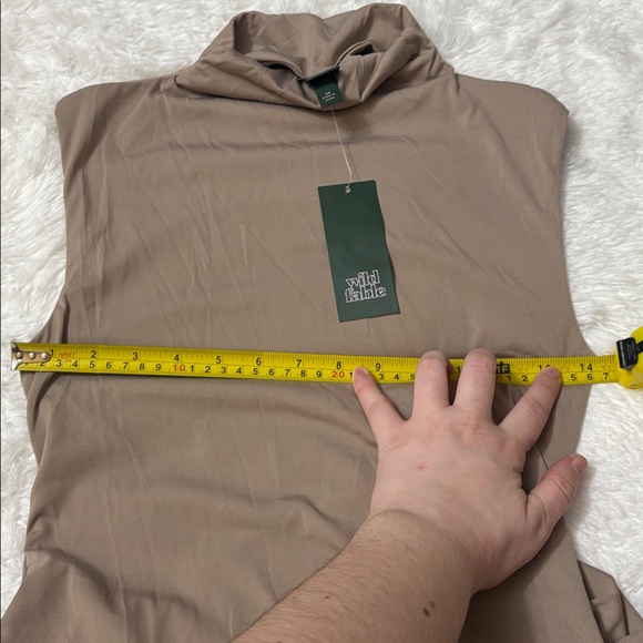 NWT Wild Fable Light Taupe Sleeveless Mock Neck Ruffle Dress Size XS - Picture 10 of 12